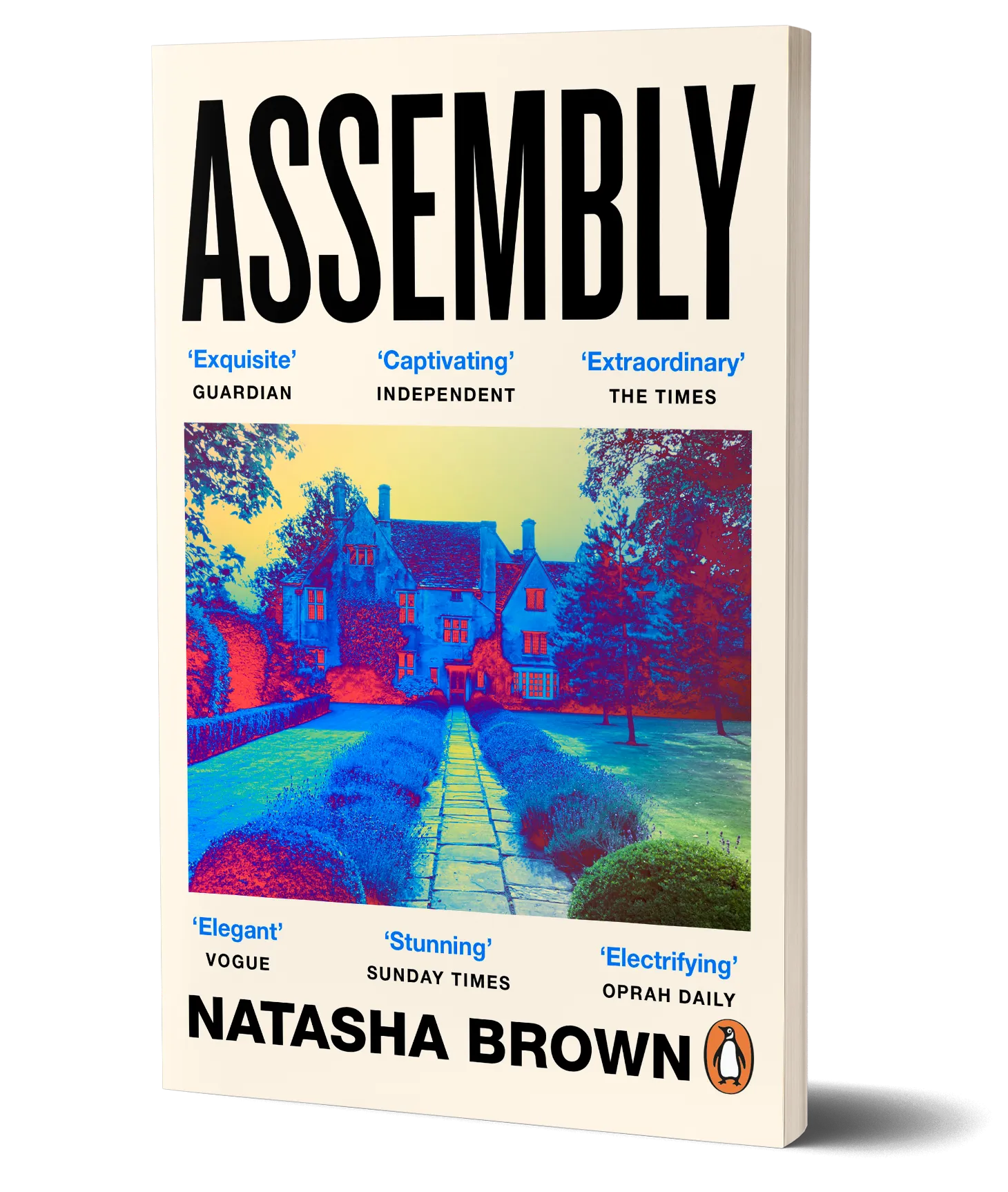 A 3D rendering of novel Assembly in paperback