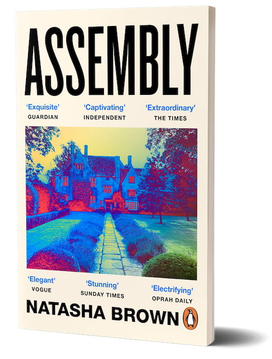 A 3D rendering of novel Assembly in paperback